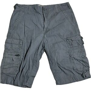 Plugg Gray Cargo Shorts Men's 32 Multi-Pocket Outdoor Utility Casual